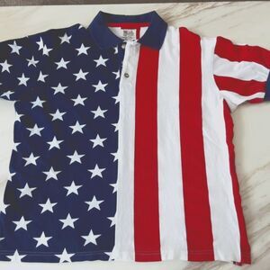 AMERICAN CLOTHING CO LIMITED EDITION 100% COTTON STARS & STRIPS MENS SHIRT SZ L